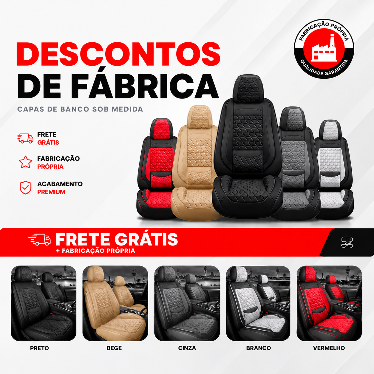 Capa de Banco Premium RM Automotivo — fabricacao propria sob medida